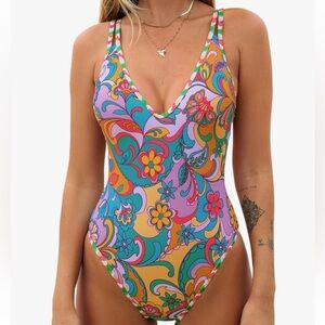 Cupshe Colorful Floral One-Piece Swimsuit